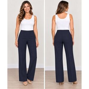 Larry Levine Dress Pants Women 8P Charcoal Gray  Herringbone Wide Leg Trousers